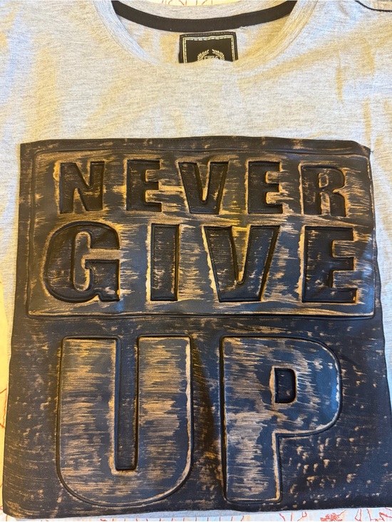 Other - Never Give Up Embossed Graphic Tee